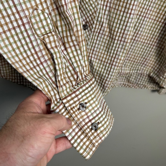 RANCHO Estancia Men's Vintage Mini Check Long Sleeve Button Shirt Brown Size XL - Picture 2 of 12
